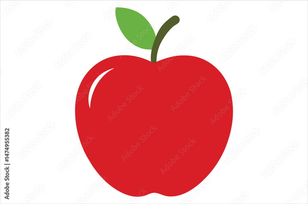 Fototapeta premium Red Apple silhouette, vector art, illustration, animals, cartoon on white background.