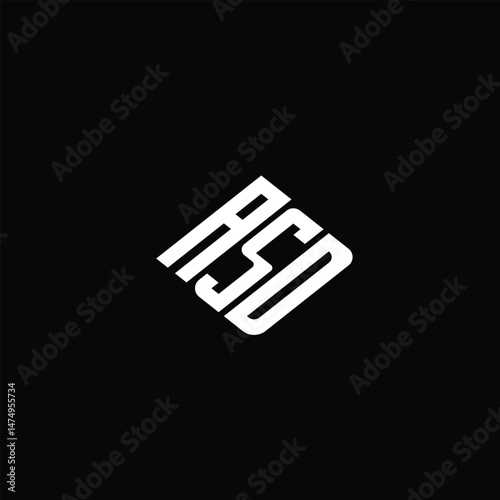 ASD letter logo design on black background.