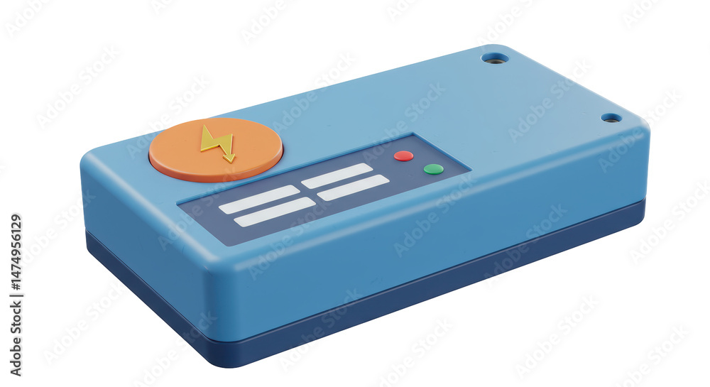 Isolated Blue Electric Box with Lightning Bolt Isolated Blue Electric Box with Lightning Bolt