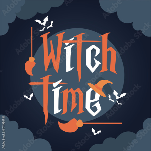 Isolated halloween lettering with ornaments Vector