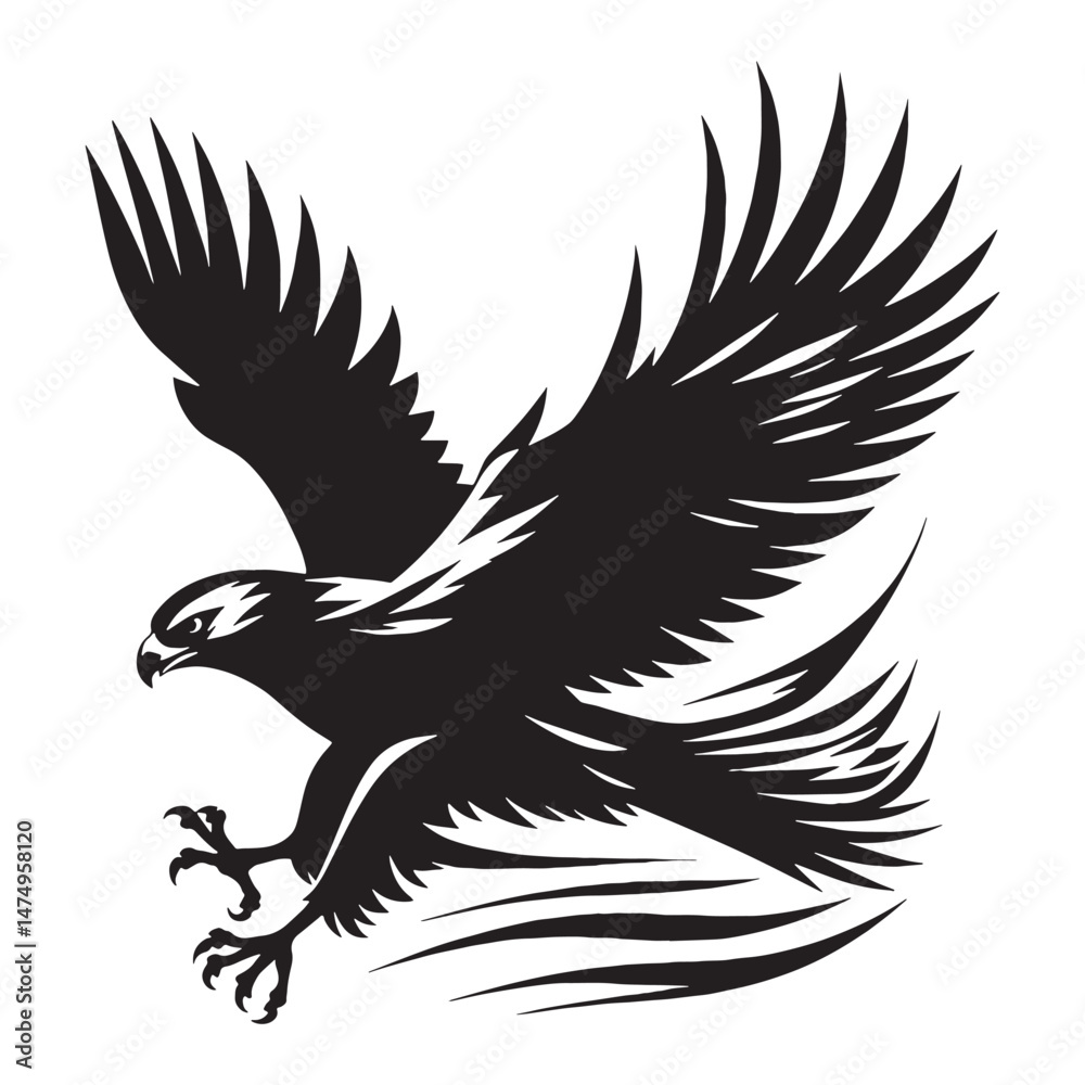 Hawk silhouette, agile and sleek in flight – Hawk illustration – Minimalist Hawk vector – Bird silhouette
Hawk silhouette, agile and sleek in flight – Hawk illustration – Minimalist Hawk vector – Bird silhouette