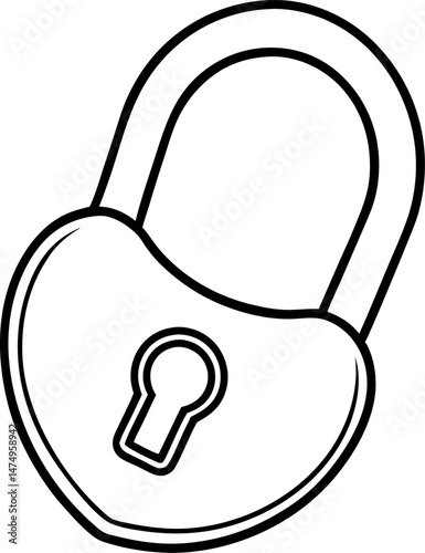 Small Padlock Loop Line Art Vector Illustration