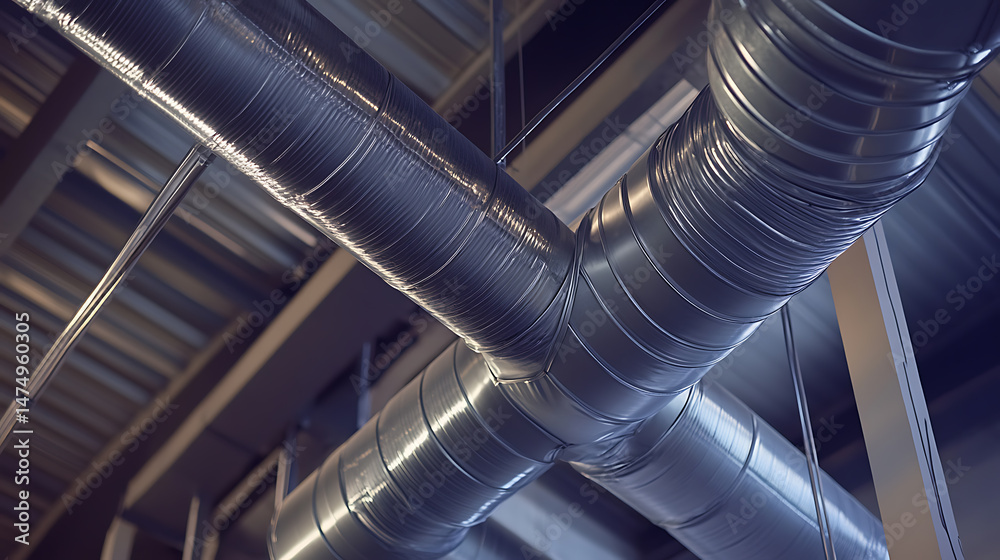 Obraz premium Industrial HVAC Ductwork System