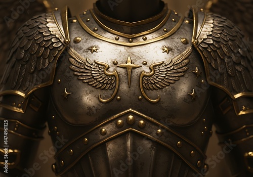 Dark winged-themed armor with golden embellishments