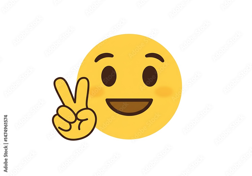 Fototapeta premium Emoji Face Giving Peace Hand Sign