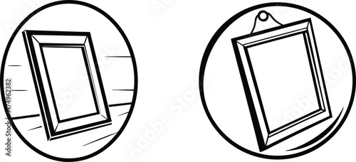 Monochrome frame icons depicting tabletop display and hanging wall art
