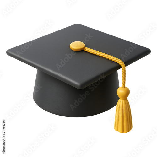 Graduation cap icon for back to school education supplies 3d illustration transparent png