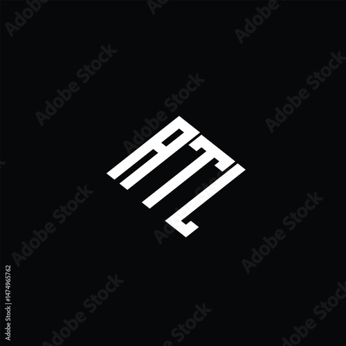 ATL letter logo design on black background.