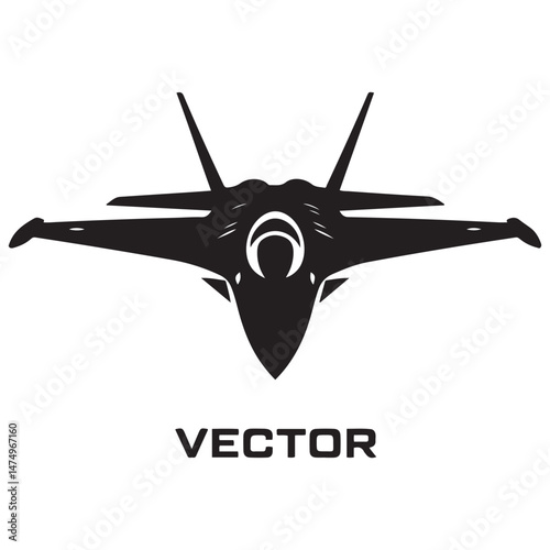 military jet fighter Vector Black silhouette. with white background