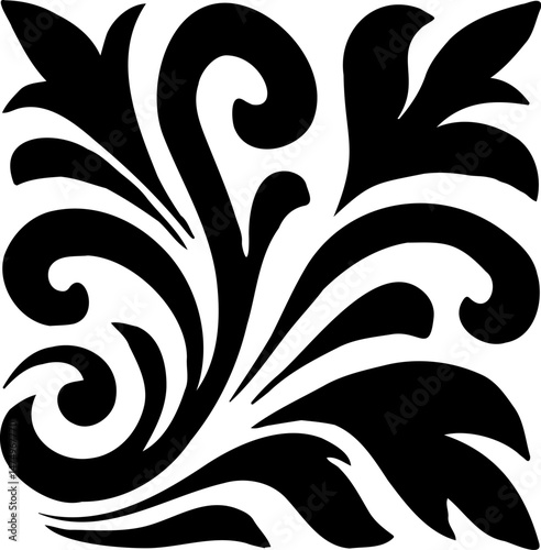 Floral tile illustration featuring intricate flower designs, emphasizing bold outlines and elegant silhouettes in a garden-inspired motif