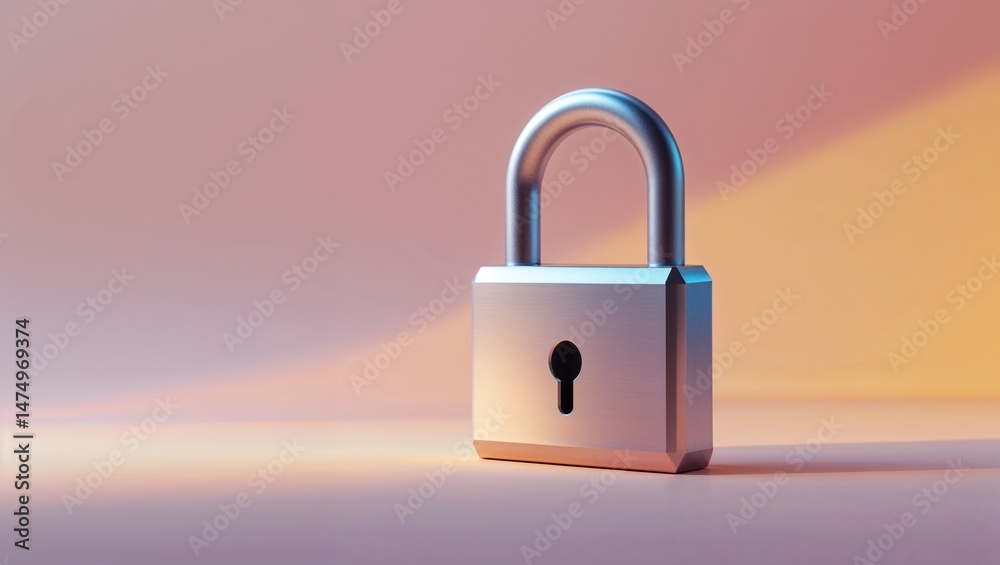 Fototapeta premium Padlock Symbolizing Security With Key Nearby