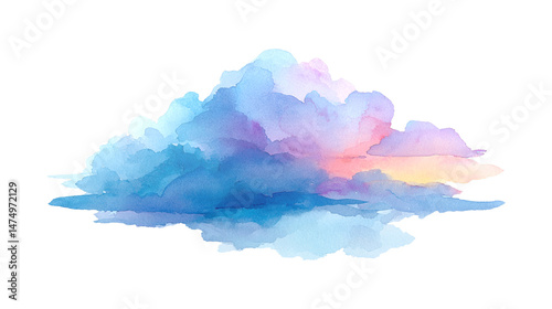 Watercolor cloud formation in serene blue, purple, and pink hues