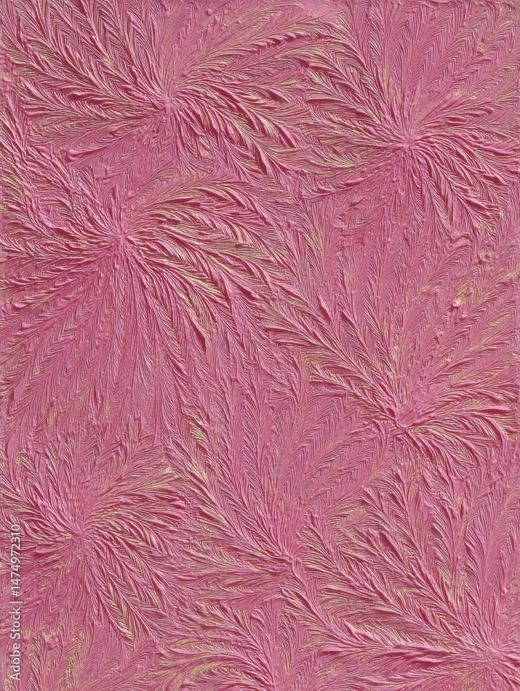 Fototapeta premium Abstract textured pattern in pink and gold, close-up view, decorative surface with floral motif, artistic design element