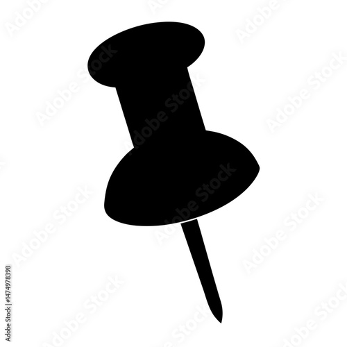 Simple black pushpin silhouette vector illustration