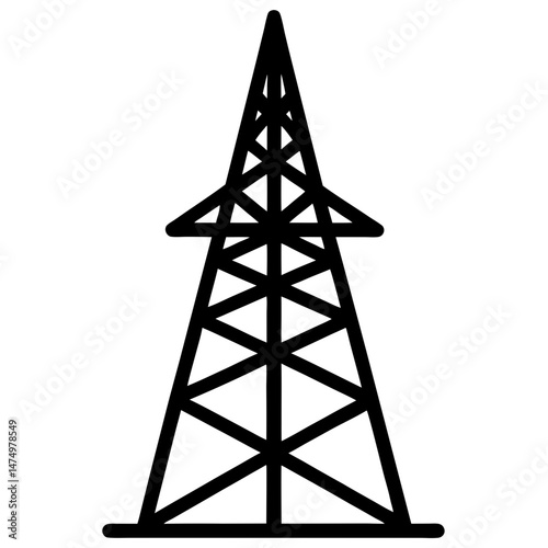 Transmission tower line art silhouette vector illustration