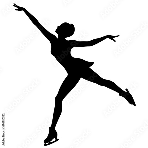 Figure skater in action silhouette vector illustration