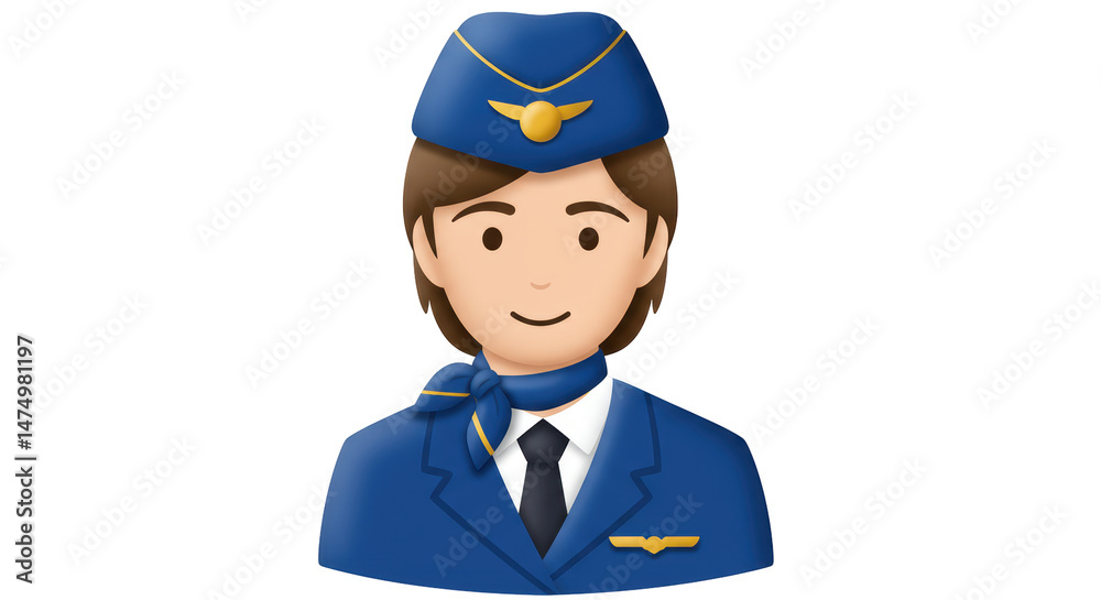 Isolated Cartoon Flight Attendant Isolated Cartoon Flight Attendant