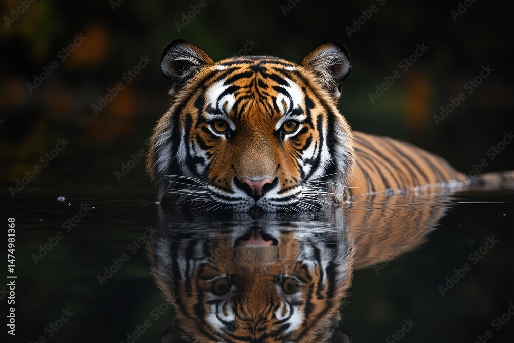 Obraz premium Tiger close up in dark background
