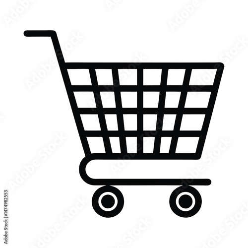 Simple black and white shopping cart icon perfect for e-commerce websites and online store design elements
