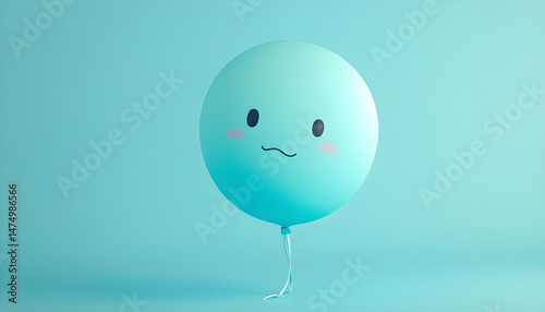Obraz na płótnie A balloon with a sad face against a blue background w salonie