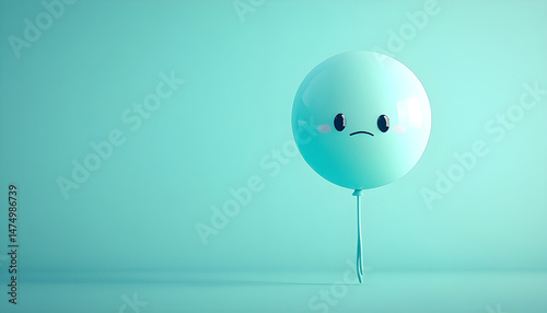 Obraz na płótnie A balloon with a sad face against a blue background w salonie