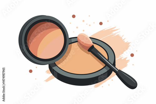 Compact Powder Makeup with Applicator Sponge for Beauty and Cosmetics