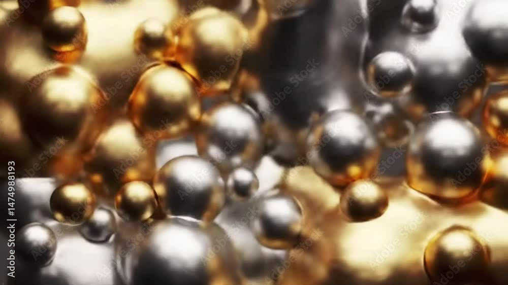 Abstract Flowing Liquid Gold and Silver Background Loop Abstract Flowing Liquid Gold and Silver Background Loop