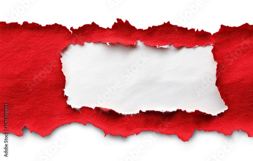 Wallpaper Mural Red paper strip ripped open, revealing a white rectangle Torontodigital.ca