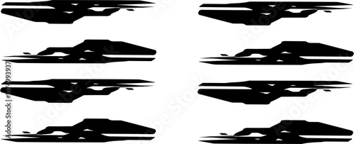 Black paint brush strokes collection isolated on white background. Paint brush template set. Grunge texture effect. Grunge paint style concept graphic design elements