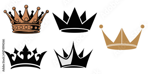 crown icon set, set of crowns silhouette vector, Crown king mega icon set, Kings crown icon set silhouette vector illustration, A vintage vector set features royal crown icons, a heraldic collection.
