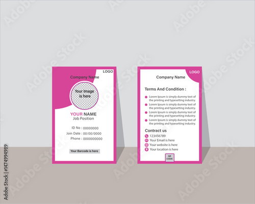 Print, ID card, Vector template for Print, Professional ID card, Identity Card, Creative Design, Customizable design for Print or digital use, Adobe Illustrator Vector file, high-quality for Branding.