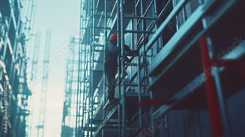 Construction Worker on Scaffolding