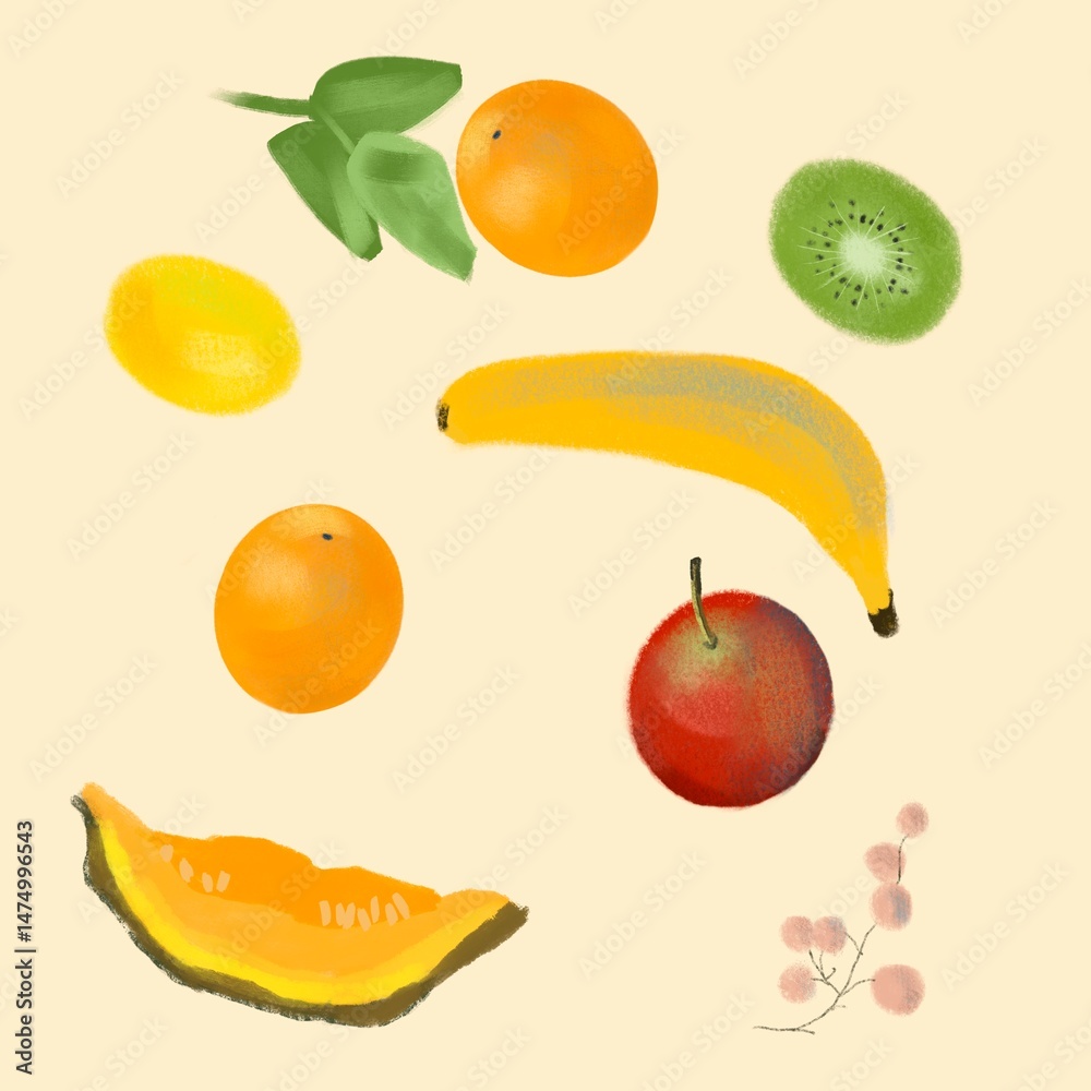 set of fruits set of fruits