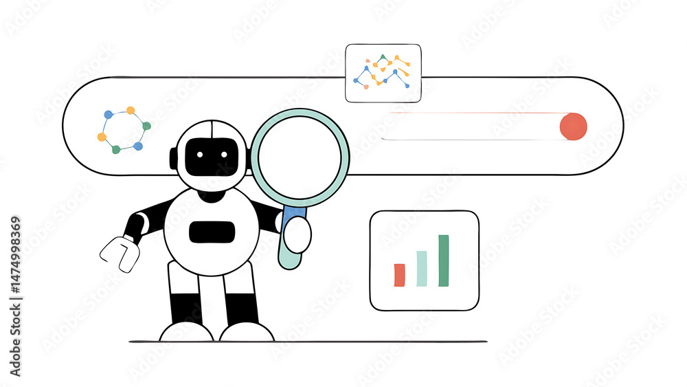 robot character holding magnifying glass and pointing at search bar ai seo technology artificial intelligence in business concept vector illustration 61778198 1 robot character holding magnifying glass and pointing at search bar ai seo technology artificial intelligence in business concept vector illustration 61778198 1