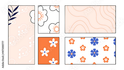 set of luxury floral line pattern golden background hand drawn plants leaves for packaging social media post cover banner creative post and wall arts 65314861 4