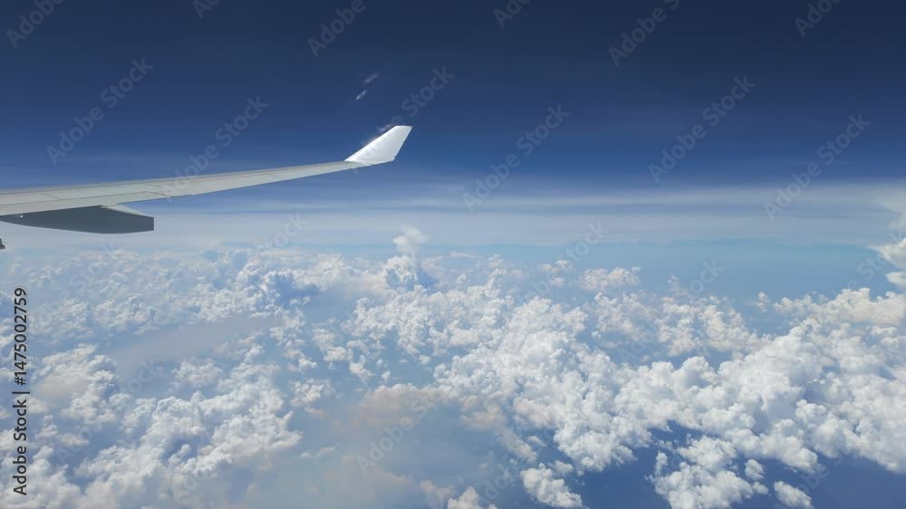 Timelapse Of Sky And Clouds From Airplane Window Video