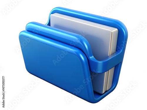  3d blue folder icon isolated on white background