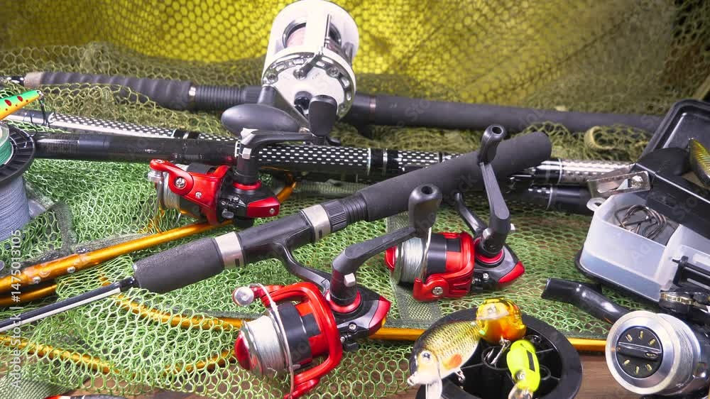 Fishing objects moving slowly in a horizontal plane. Slow motion.