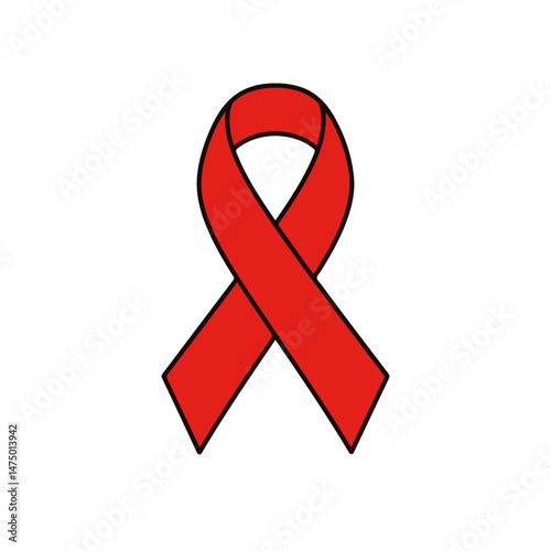 Red Awareness Ribbon Symbolizing Support and Solidarity  