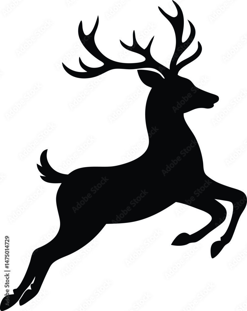Naklejka premium Reindeer Jumping silhouette illustration 