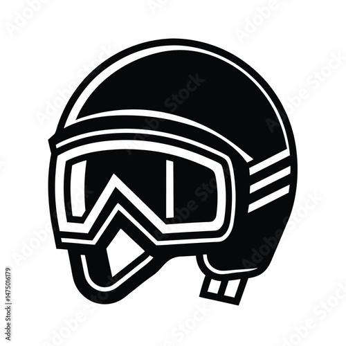 Sleek black and white motorcycle helmet graphic representing protection and safety for riders or extreme sports enthusiasts