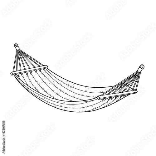 Relaxing Swing Hammock swinging, serene design, white background, soothing curves