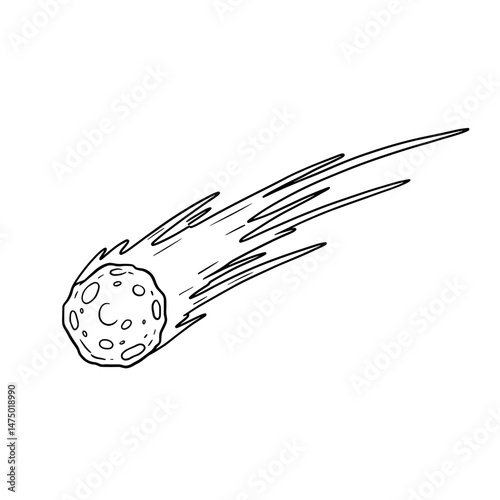 Cartoon comet zooming through space, with a bright tail blazing