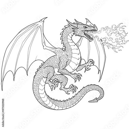 Line Art Dragon