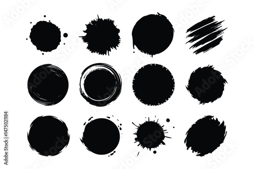 set of black ink splashes vector