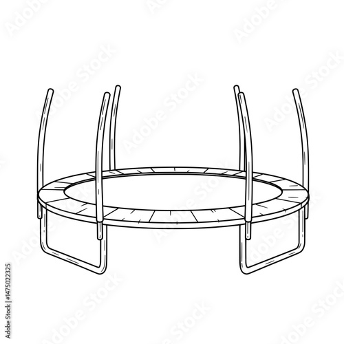 Outline illustration of trampoline with curved poles from bottom view