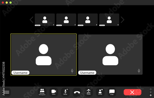 Video conference user interface, video conference calls window overlay.
