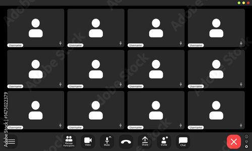 Video conference user interface, video conference calls window overlay.