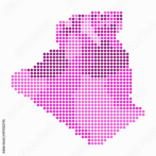 Algeria dotted map. Digital style map of the country on a white background. Algeria shape with circle dots. Colored dots style. Large size circles. Awesome vector illustration.