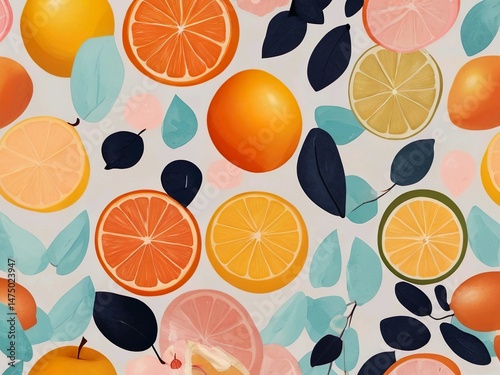 Colorful Citrus Fruits Pattern